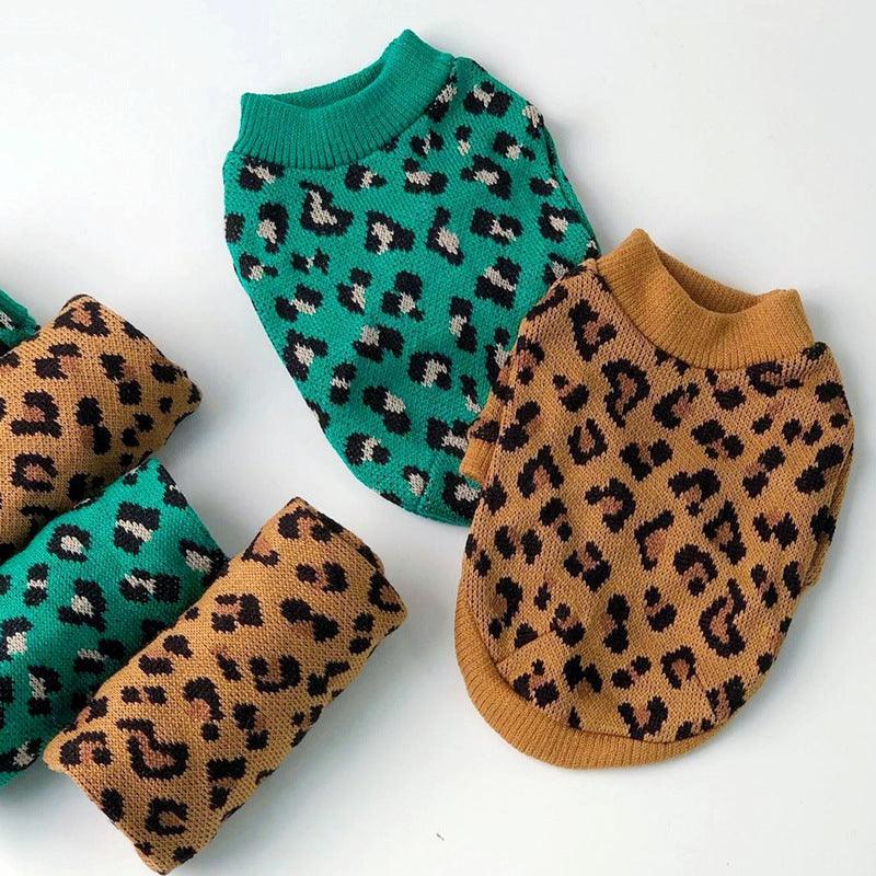 Leopard Chic Knitted Sweater For Small Dogs - Stylish Pet Apparel