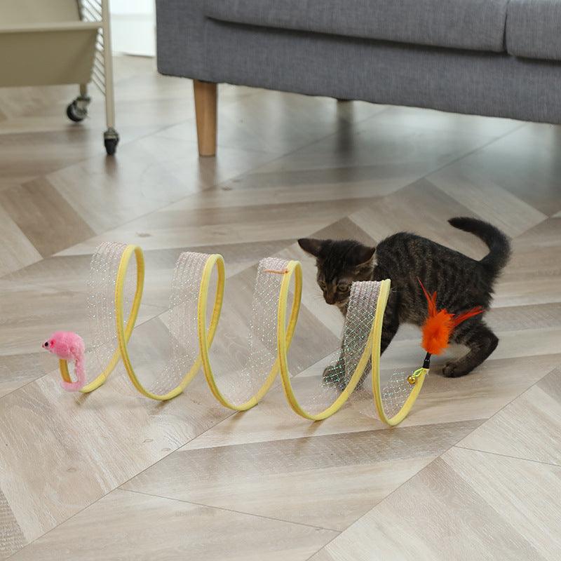 Sleek And Playful Foldable Cat Tunnel Toy Set
