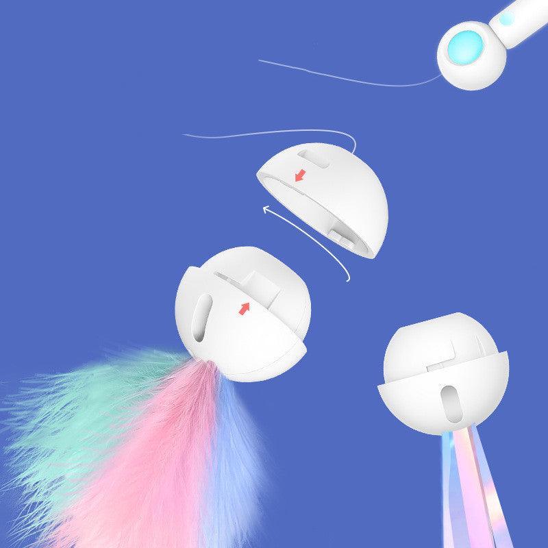 2-In-1 Extendable Cat Wand Toy With Laser Teaser And Feather Replacements