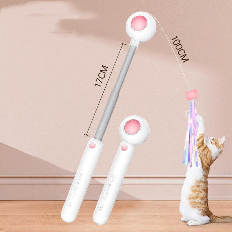 2-In-1 Extendable Cat Wand Toy With Laser Teaser And Feather Replacements