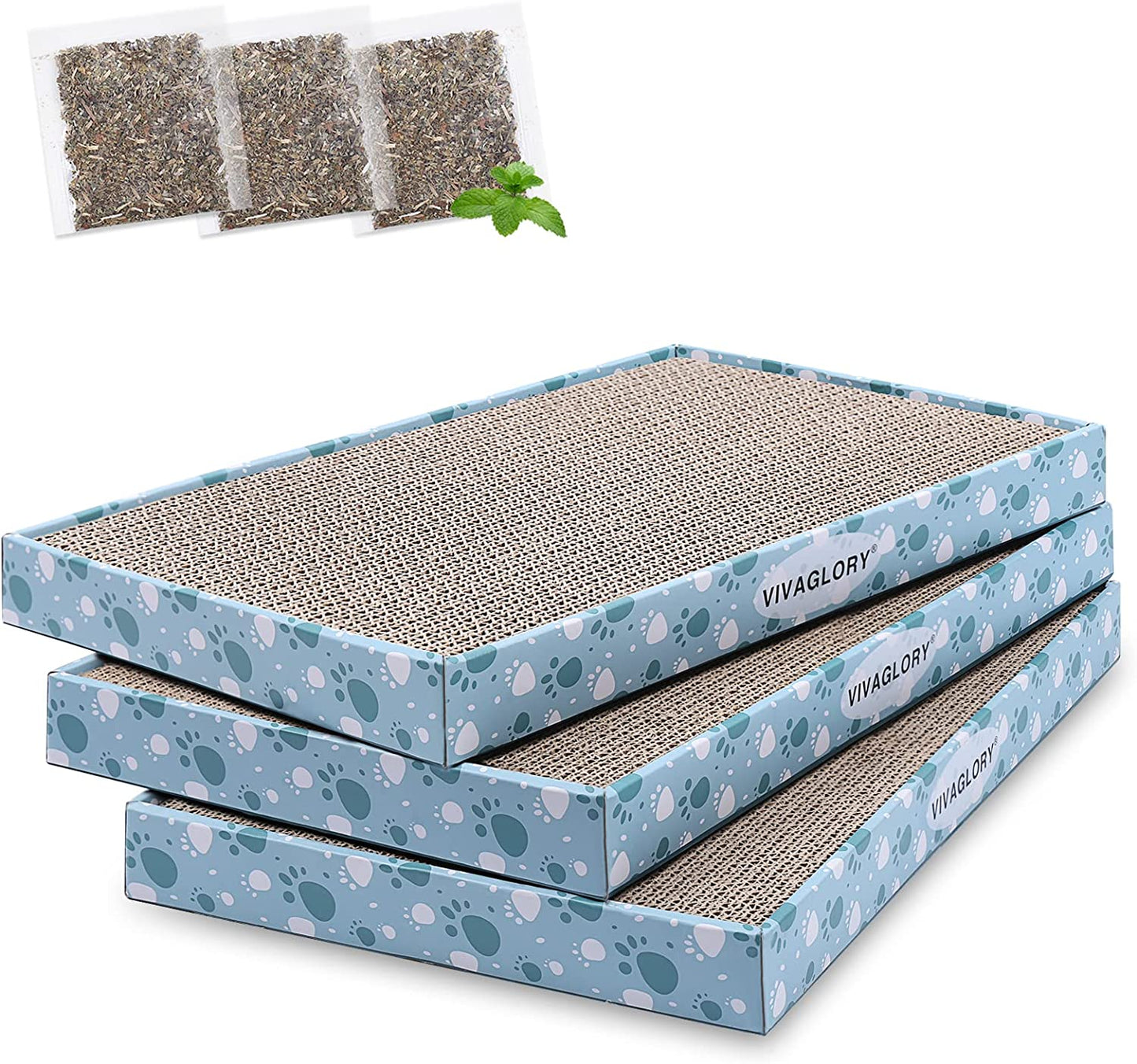 Cat Scratcher Padpal Cat Scratching Board, Cardboard Scratcher with Catnip for Indoor, Flat Scratch Board Scratch Pad Cardboard for Kitten, Extra Wide, 3Pack