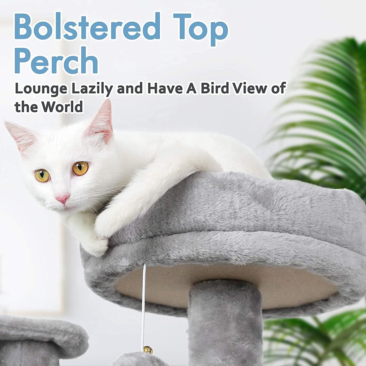 Cat Tree Cat Tower 61" for Indoor Cats, Multi-Level Cat Condo with Hammock & Scratching Posts for Kittens, Tall Cat Climbing Stand with Plush Perch & Toys for Play Rest, Light Grey