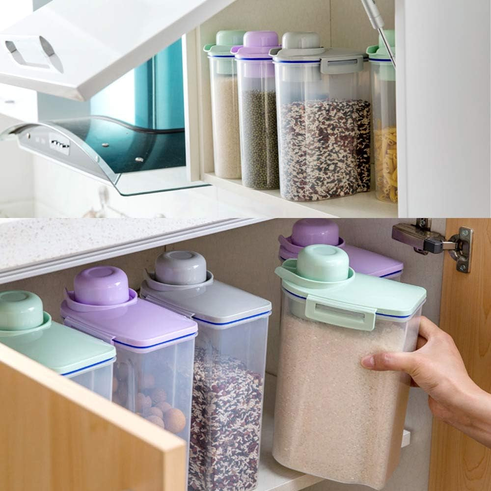 Pet Food Storage Container, Cereal Container with Airtight Design Pour Spout Measuring Swivel Cup, Bpa-Free Dry Food Dispenser for Dogs Cats Birds (Green)