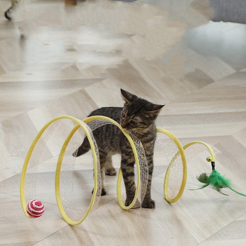 Sleek And Playful Foldable Cat Tunnel Toy Set