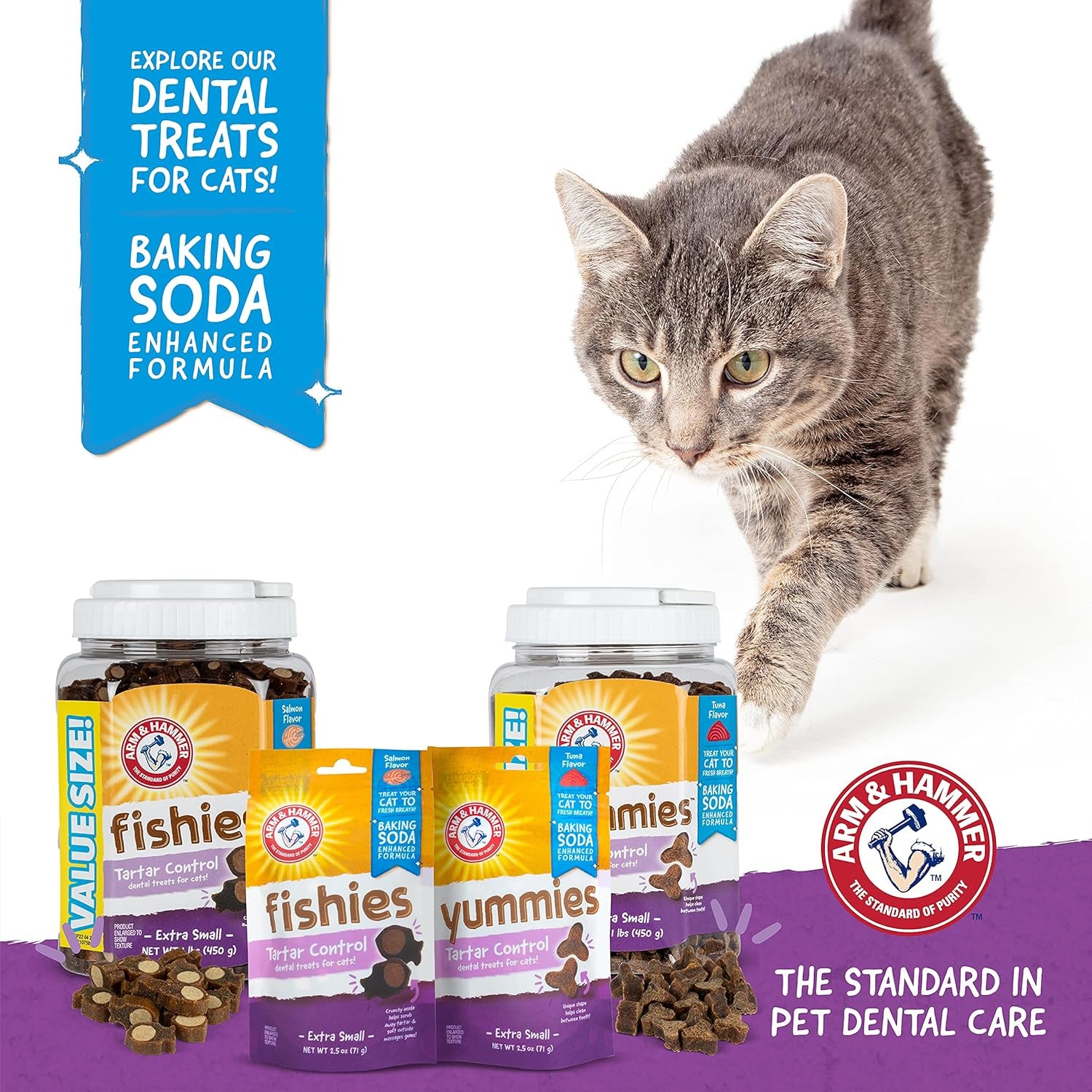 for Pets Cat Dental Treats - Tartar Control Cat Treats for Cat Dental Health, Cat Dental Care Treats for Fresh Breath, Cat Teeth Treats for Cats, Arm and Hammer Dental Chews for Cats