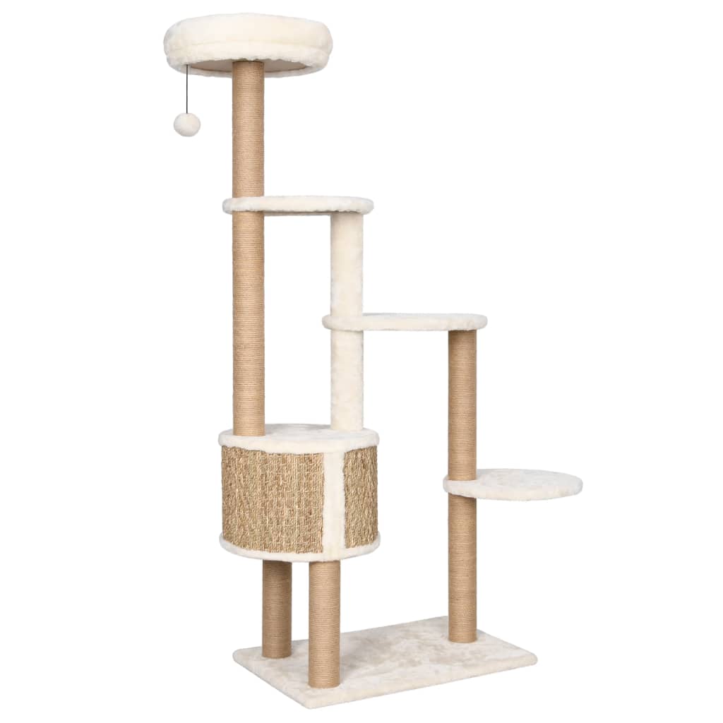 NNEVL Cat Tree with Luxury Cushion and Scratching Post 148cm Seagrass-4