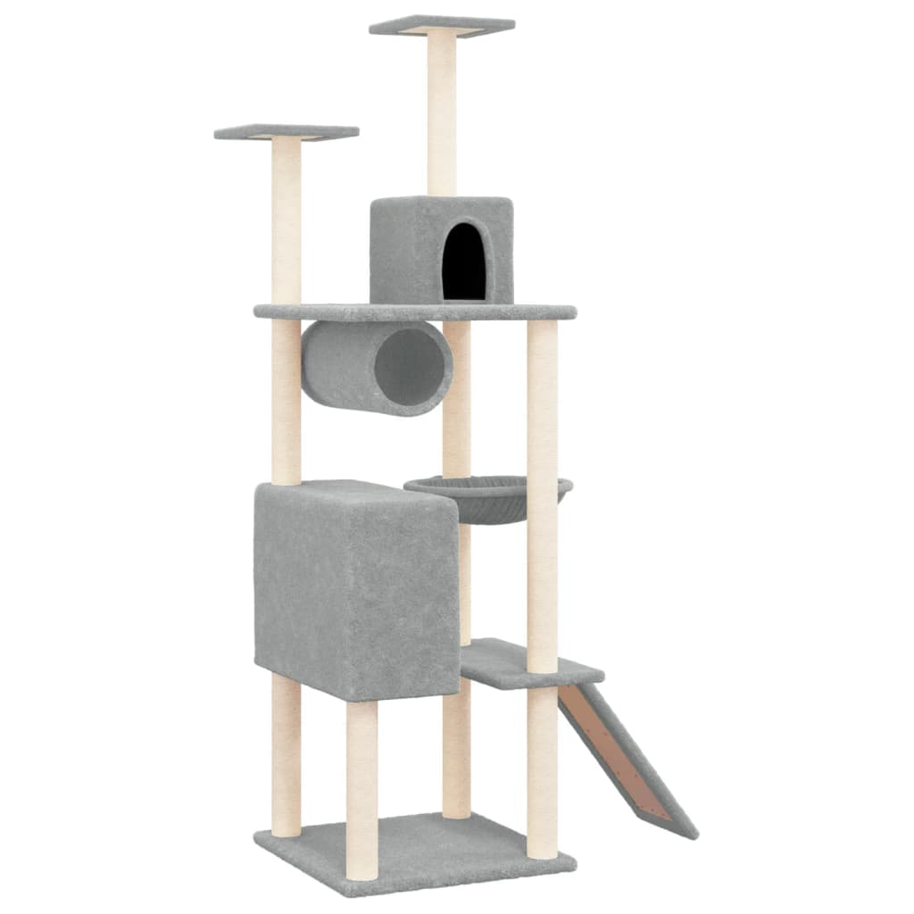 NNEVL Cat Tree with Sisal Scratching Posts Light Grey 168 cm-1