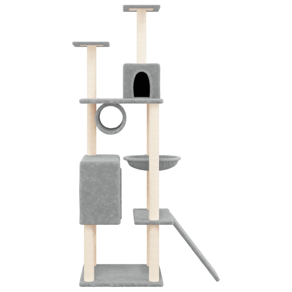 NNEVL Cat Tree with Sisal Scratching Posts Light Grey 168 cm-2