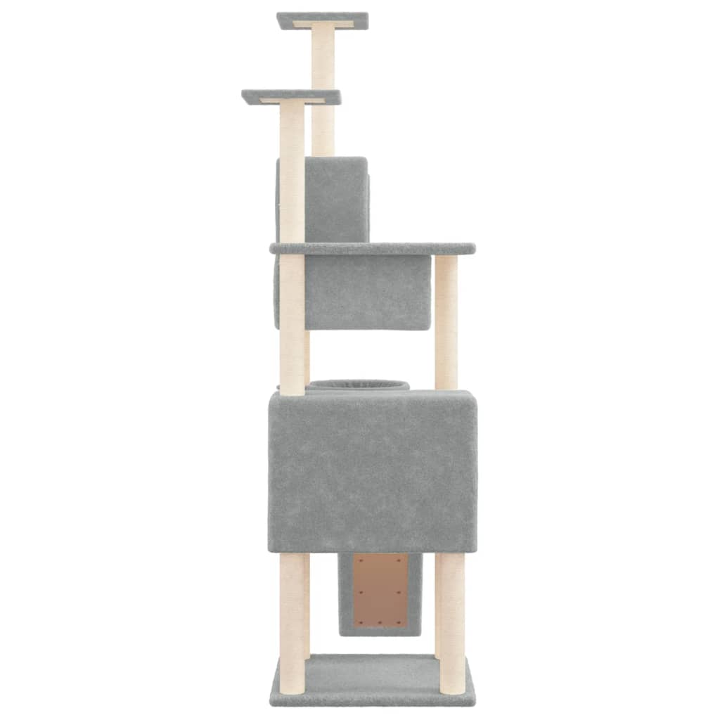 NNEVL Cat Tree with Sisal Scratching Posts Light Grey 168 cm-3