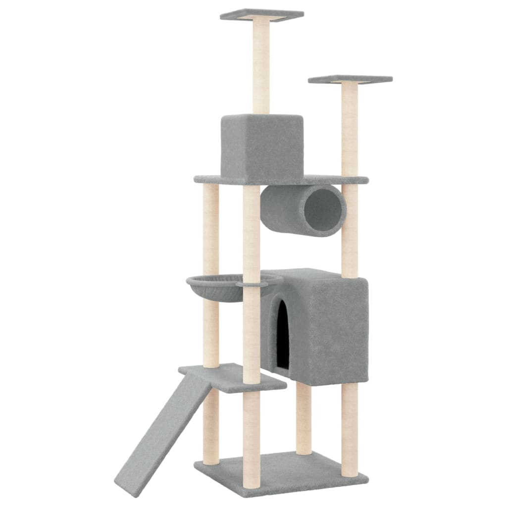 NNEVL Cat Tree with Sisal Scratching Posts Light Grey 168 cm-4