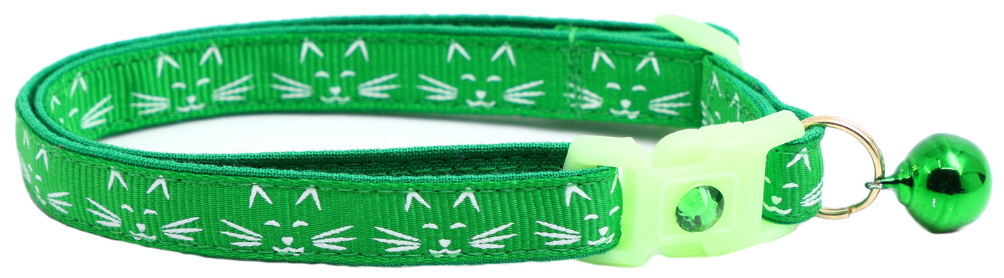 Glowing Cat Faces Breakaway Cat Collar