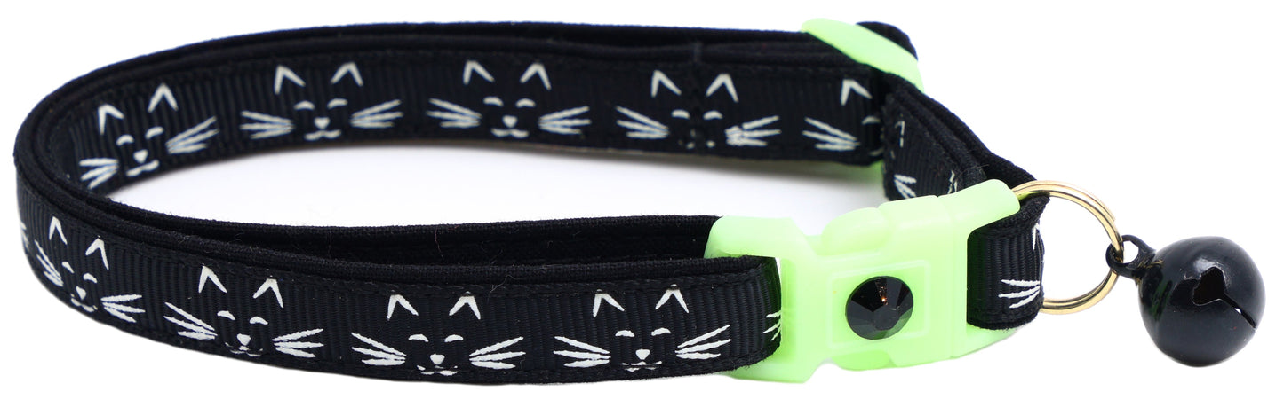 Glowing Cat Faces Breakaway Cat Collar