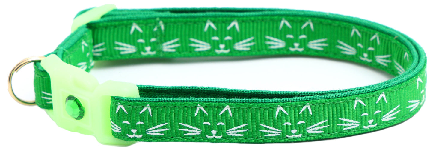 Glowing Cat Faces Breakaway Cat Collar