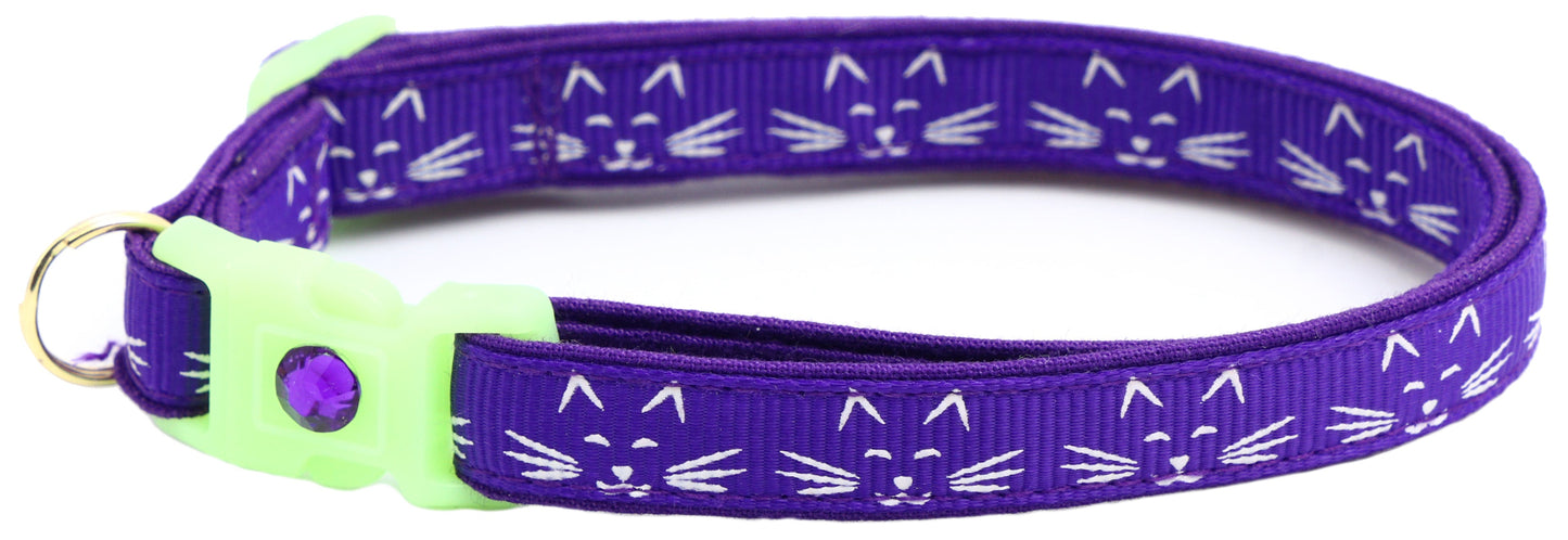 Glowing Cat Faces Breakaway Cat Collar