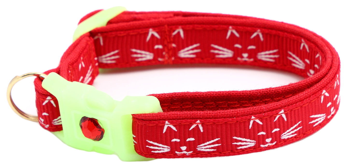 Glowing Cat Faces Breakaway Cat Collar