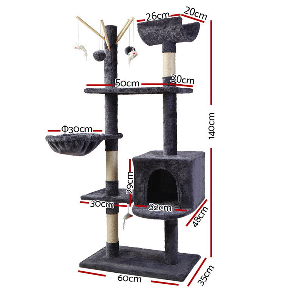 NNEDSZ Cat Tree 140cm Trees Scratching Post Scratcher Tower Condo House Furniture Wood-1