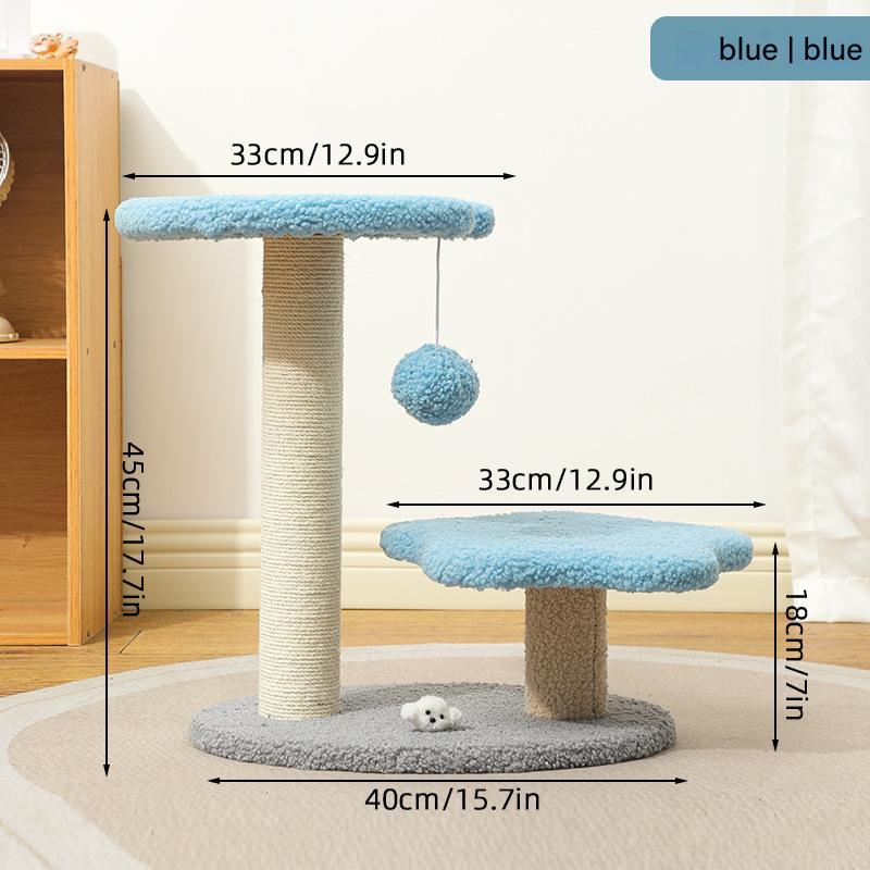 NNEDSZ Blue Compact Cat Climbing Frame with Dual-Level Sisal Posts and Playful Design - Perfect for Scratching and Jumping-0