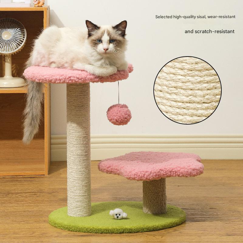 NNEDSZ Blue Compact Cat Climbing Frame with Dual-Level Sisal Posts and Playful Design - Perfect for Scratching and Jumping-2