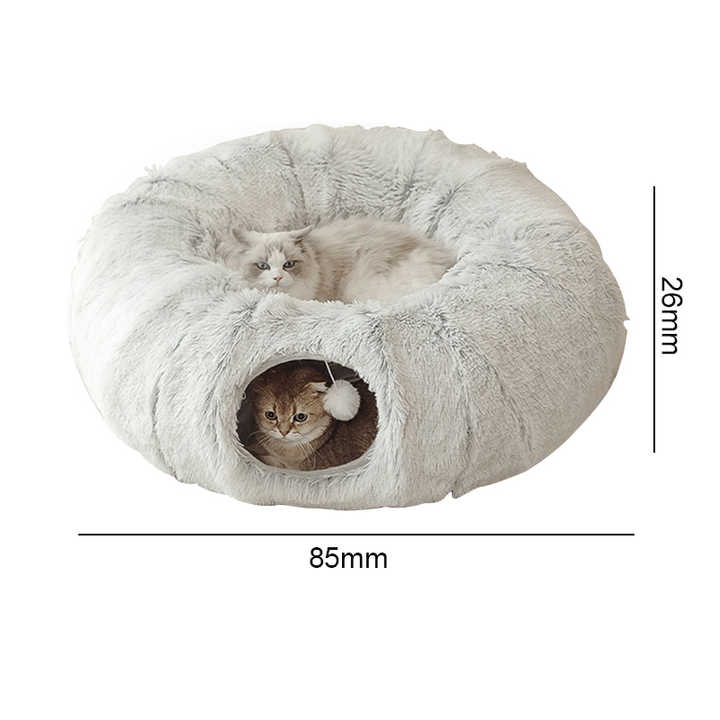 NNEDSZ Rainbow Luxury Plush Cat Bed with Hidden Tunnel - Soft Round Pet Bed for Cats and Small Dogs-1