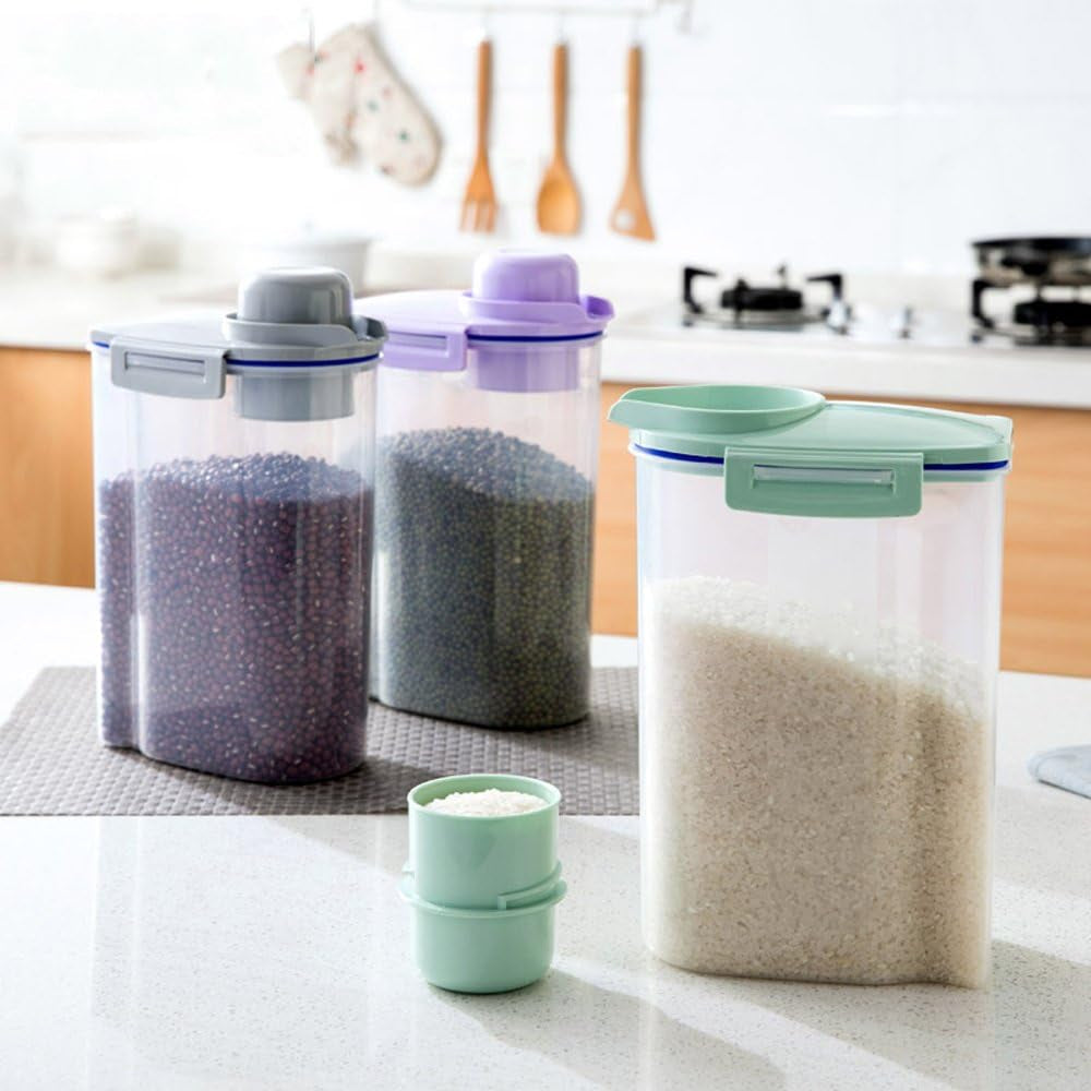 Pet Food Storage Container, Cereal Container with Airtight Design Pour Spout Measuring Swivel Cup, Bpa-Free Dry Food Dispenser for Dogs Cats Birds (Green)