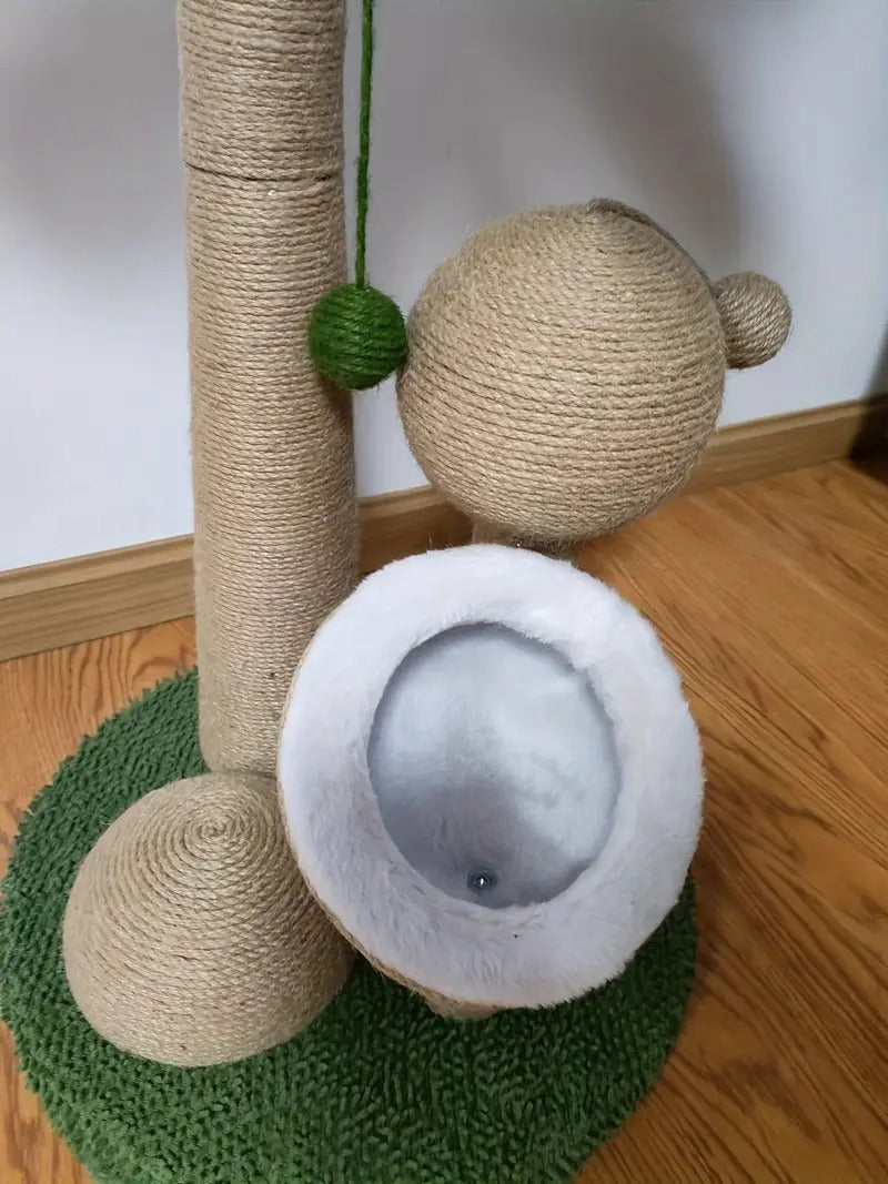 NNETM Coconut Tree Cat Scratching Post with Ball Toy-4